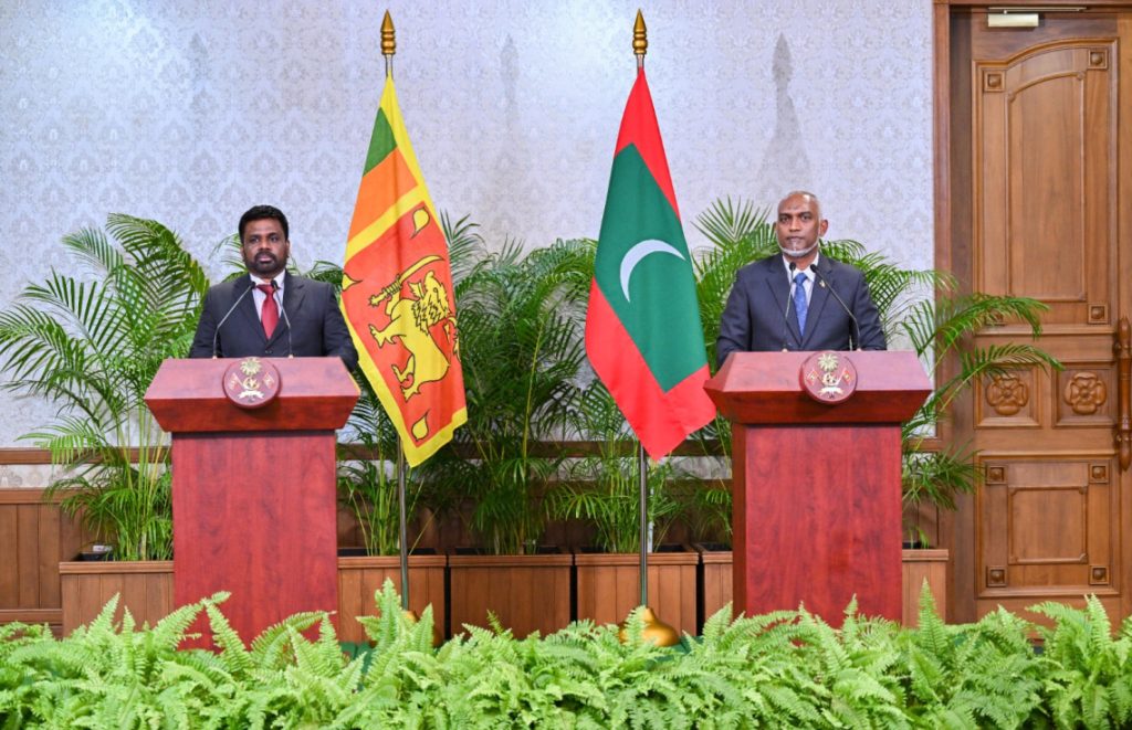 ލަންކާގެ ރައީސް ރާއްޖެއަށް ކުރެއްވި ރަސްމީ ދަތުރުފުޅުގައި ބޭއްވި ޖޮއިންޓް ސްޓޭޓްމަންޓް--- ފޮޓޯ: ރައީސް އޮފީސް